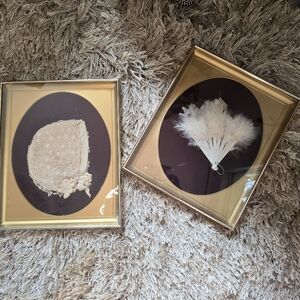 Vintage Gold and Cream Framed Wall Art Set